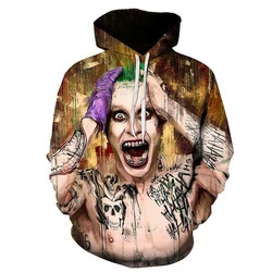 New Arrival Joker 3d Print Sweatshirt Hoodies Men And Women Hip Hop Halloween Poker Face Hoodies Sweatshirt For Couple Clothing