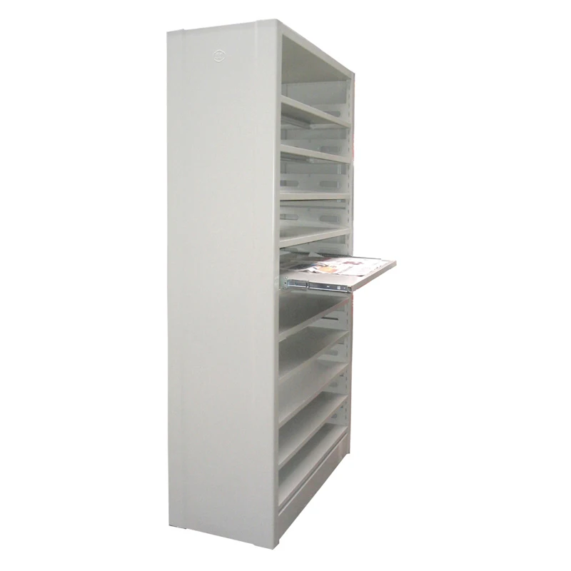 Modern 10-Tier Double-Upright Newspaper Shelving with Wooden Grain Finish Double-Sided Office School Warehouse Hotel Furniture