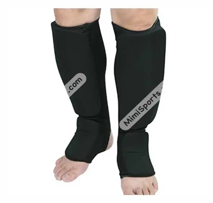 Wholesale Customized Adult Elastic Soccer Shin Guard with Stay Straps Nylon Leather Protective Sports Gear with Custom Logo