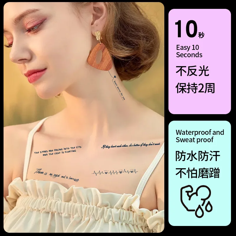 Long Lasting Realistic Semi-permanent English Letters Temporary Tattoo