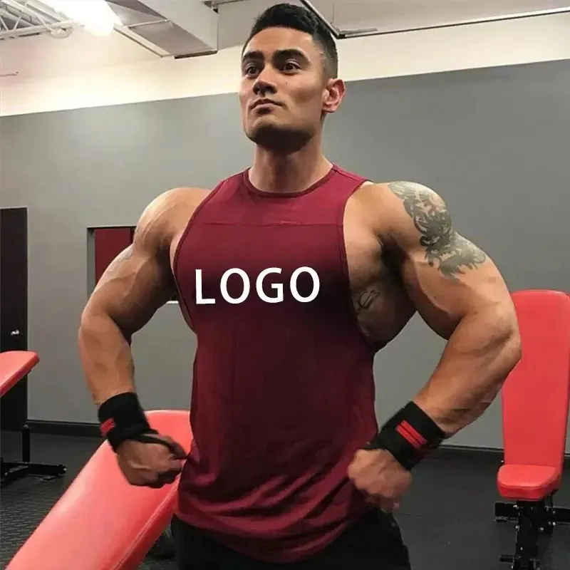 OEM Men Tank Top Sport Spandex Cotton Vest gym Clothing men workout wear Printing Men Slim Tank Top