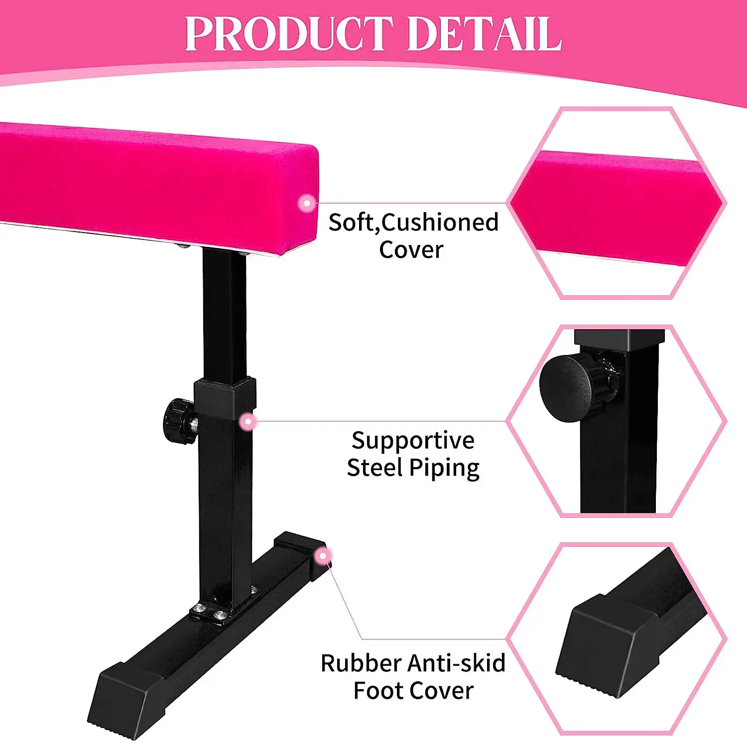 Adjustable Balance Beam Gymnastics Exercise Training Equipment Gym with Legs Suede Balance Beam High and Low Floor Gym Training