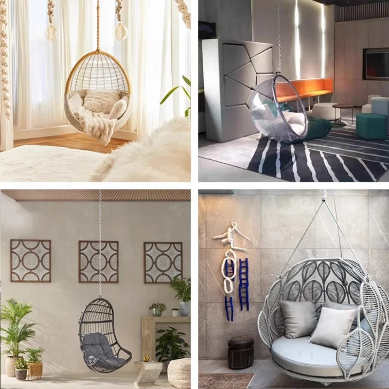 Outdoor Furniture Patio Swings Hanging Egg Swing Chair with Metal Stand Indoor Wicker Rattan Garden Adult Bedroom Furniture Felt