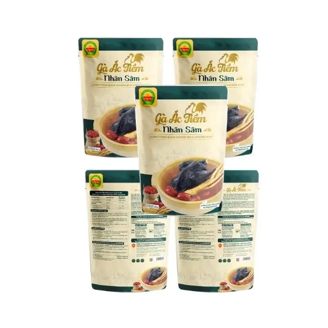 Heathy food Slow-cooked Black Chicken with Ginseng ready to eat soup no preservatives ISO HACCP OEM nutritious meal from Vietnam
