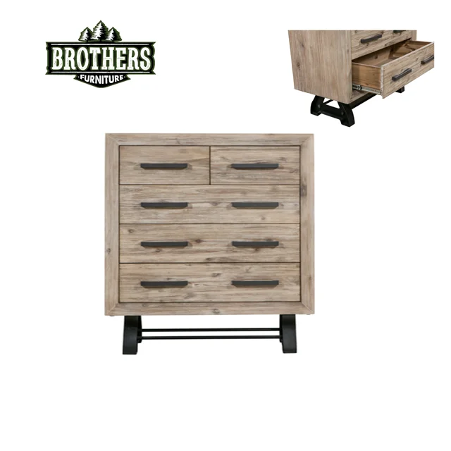 Solid Wood Tallboy 5-Drawer Storage Platform Luxury Modern Design for Home Bedroom from Viet Nam Smart Feature