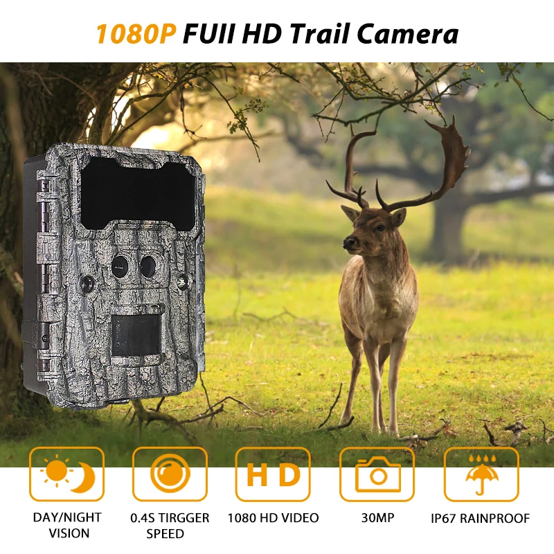 Hidden camera detector with dual lens KW696 OEM/ODM 0.4s trigger 1080P/30MP waterproof IP67 for wildlife research