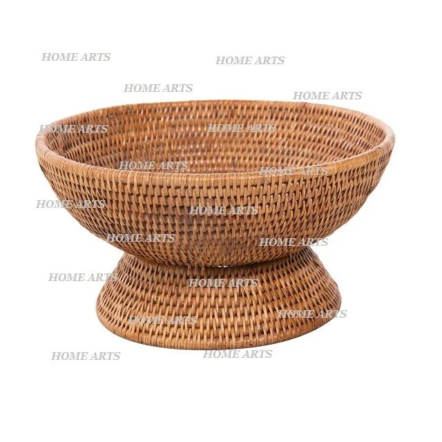 Set Of 2 Round Shape Rattan Storage Basket Superior Quality Different Sizes Rattan Bamboo Basket In Bulk