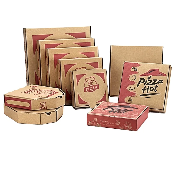 Manufacturers Custom Printed Various Sizes Food Grade Biodegradable 9 13 18 22 27 33 40 Inch Takeaway Pizza Box