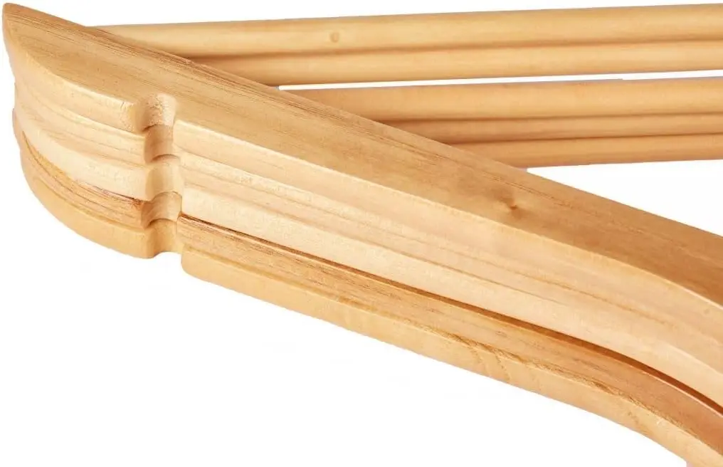 Oat Hangers for Closet Heavy Duty Wood Pack of 24 Wooden with Swivel Hook Pants Bar Clothes Shirt