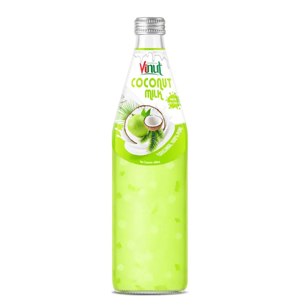 490ml Glass Bottle VINUT Coconut milk drink with Nata De Coco Suppliers Manufacturers vegan milk nut milk