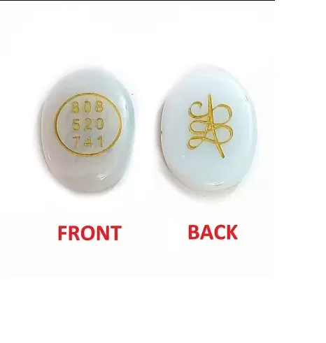Zibu Wealth And Prosperity Angel Symbol Engraved Opalite Opelite Crystal Cabochon For Reiki Healing