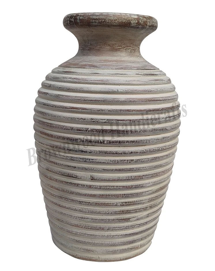 Элегантный новый стиль манго дерево ручной работы Настольный Декор цветы ваза деревянные резные вазы для украшения дома и подарки использовать