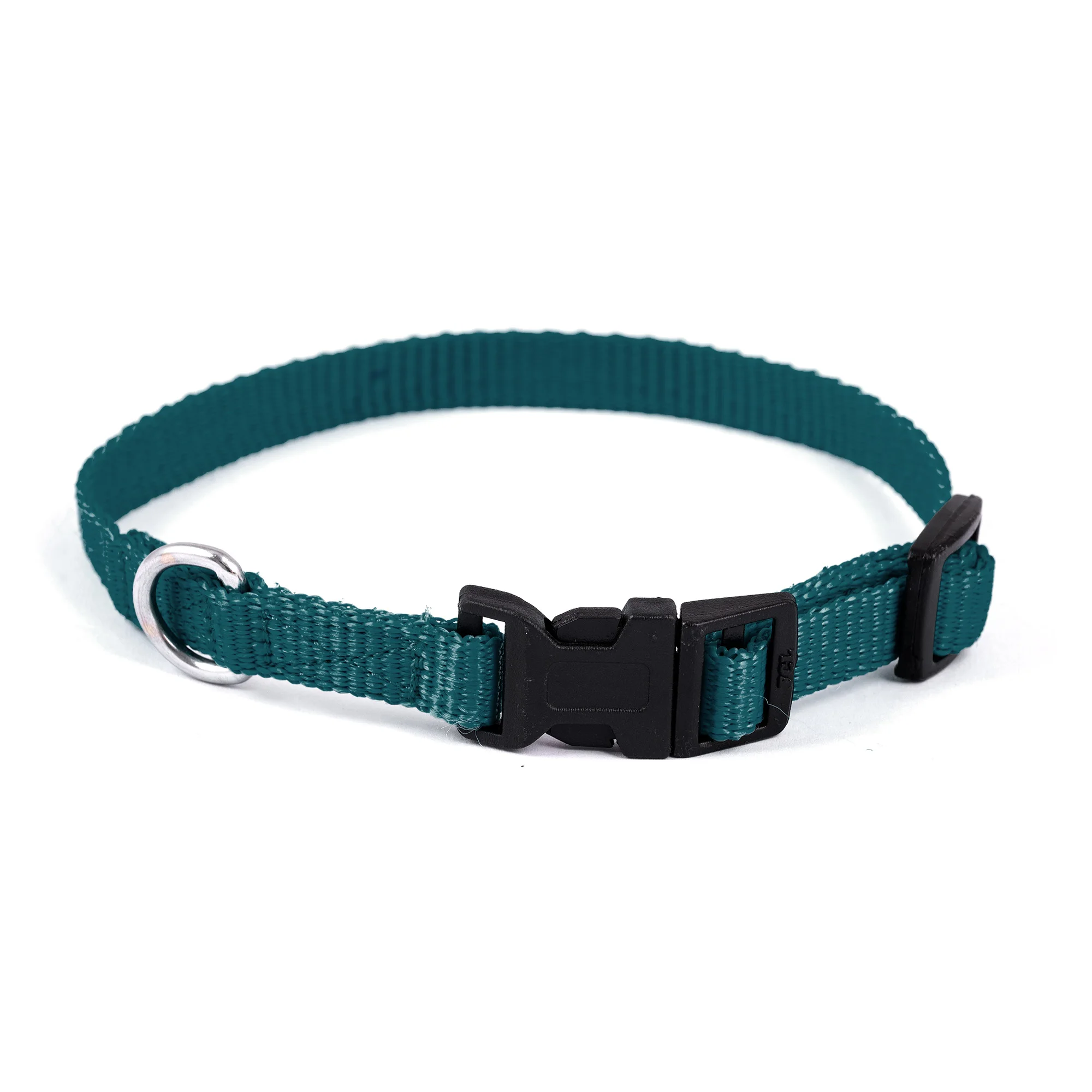 Custom Adjustable Nylon Pug Collar With quick Release Plastic Buckle for all size dogs, cats & puppies, 12mm Width, Hunter Green