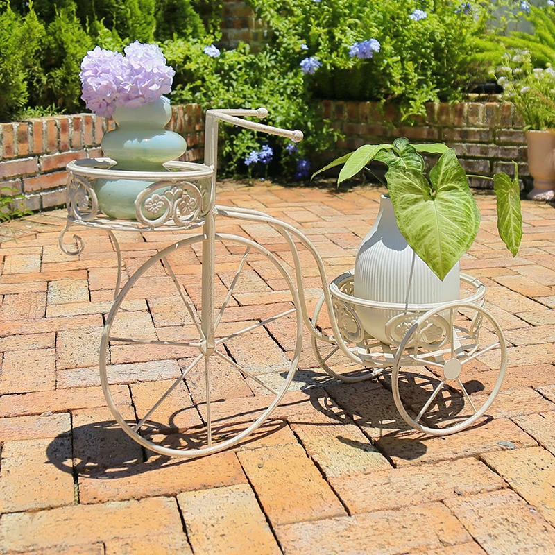 Home Garden Decorative Wholesale Flower Stand Bicycle Metal Plant Pot Holder