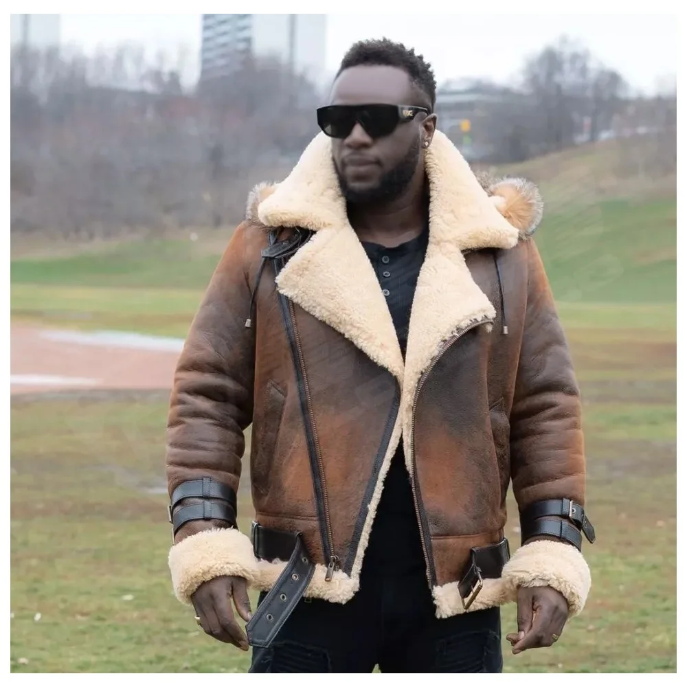 Hot Sale Casual Cheap-Blanked Slim-Fitted Fur Fashion New Design Men Outerwear-Men Leather Coats Jackets