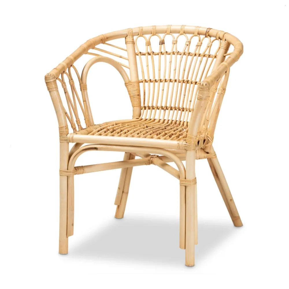 Rustic Rattan Chair Home Furniture Natural Boho Vintage Rattan Leisure Dining Chairs manufacturing in Vietnam