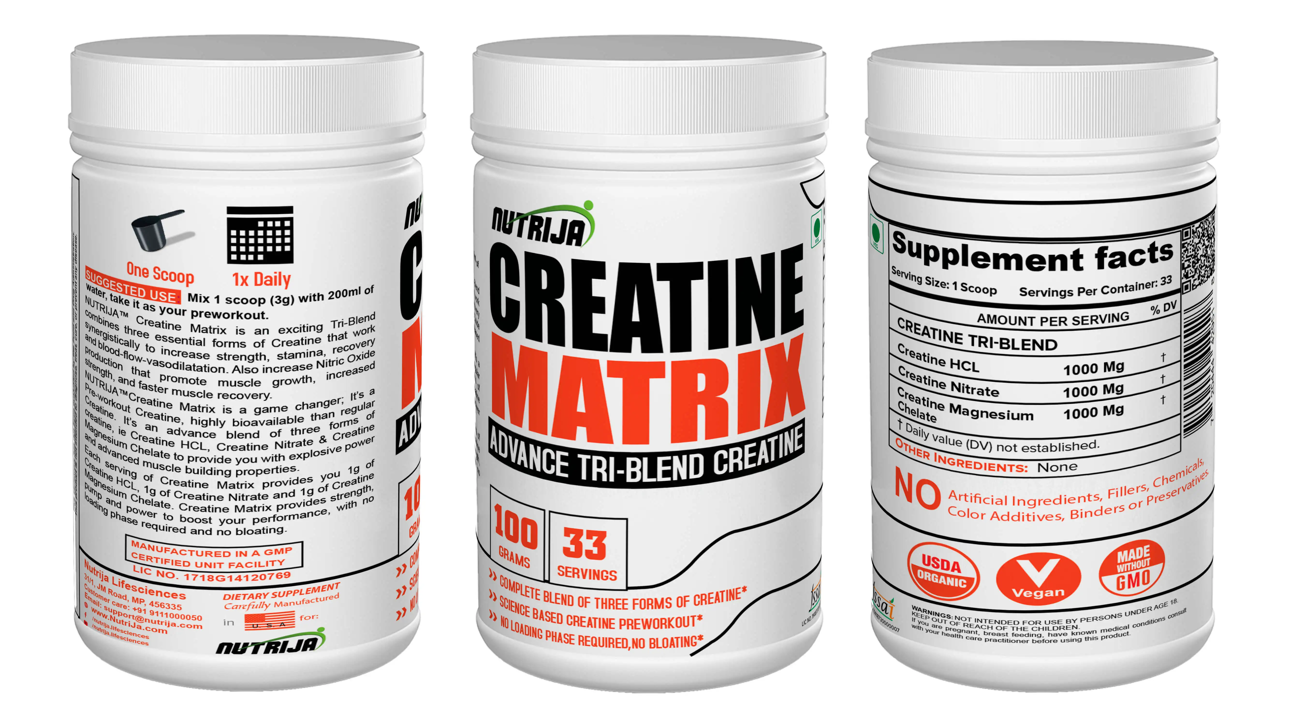 CREATINE MATRIX Complete Blend Of Creatine HCL, Creatine Nitrate & Magnesium Chelate -100grams (Tangy Orange)