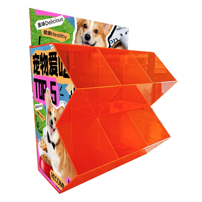 Pet food display 2-Tier Clear Acrylic Bulk Bin Pet Food Pick Mix Bins dog treat display