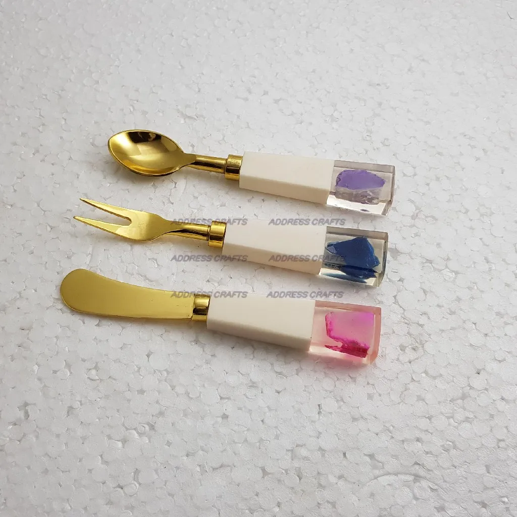 Latest Design Stainless Steel Flatware Cutlery Set Blue And White Color Resin Handle Home and kitchenware Used Tableware Cutlery