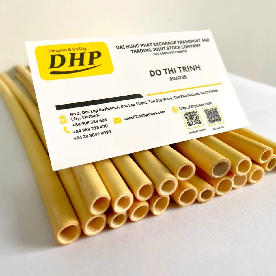High Quality 100% Eco-friendly Natural Bamboo Straw 26cm Reuse Hot Cold Drinking Straw Natural Bamboo Fiber Straw From Vietnam