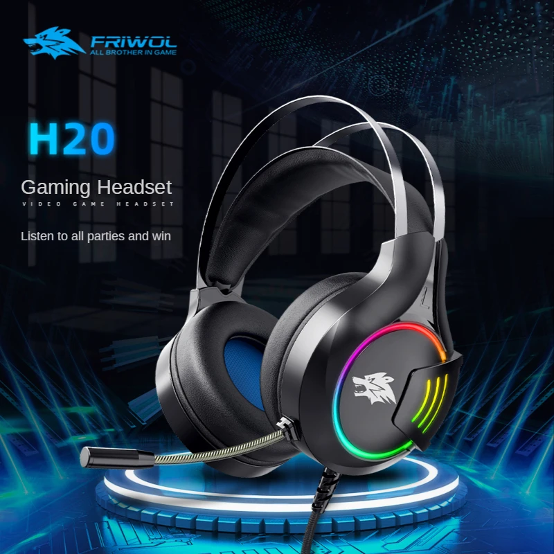 High quality H20 USB wired gaming headset Colorful led gaming headphones for gamers