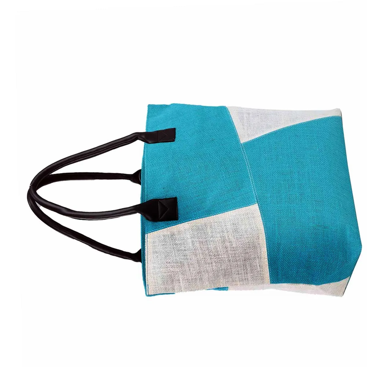 Nice looking jute shoulder bag for travels marketing gifting with leather handle & outside pocket made in West Bengal India