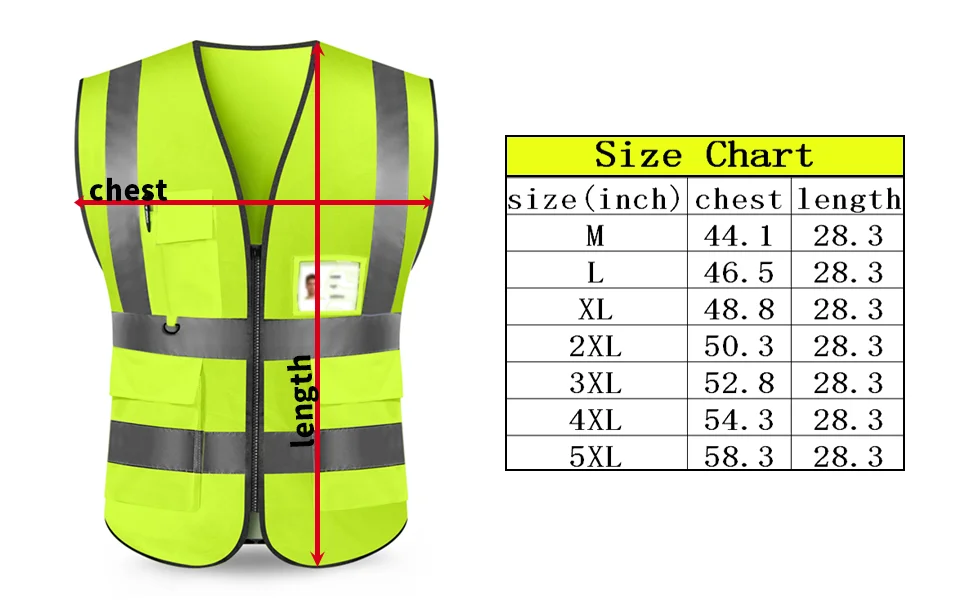 Custom Color Hi Vis Viz High Visibility Reflective Zip Pocket Security Waistcoats Jacket Workwear Vests in Wholesale Price