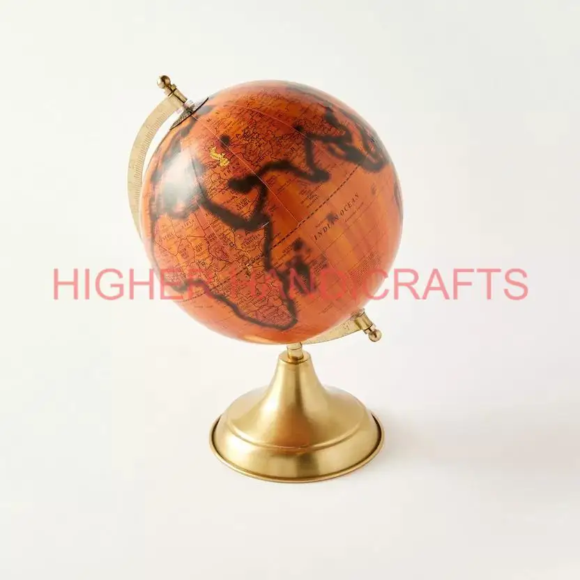Distressed World Metal Antique Globe Rotating Office Desk Decorative Geography Map Earth Table Decorative World Globe