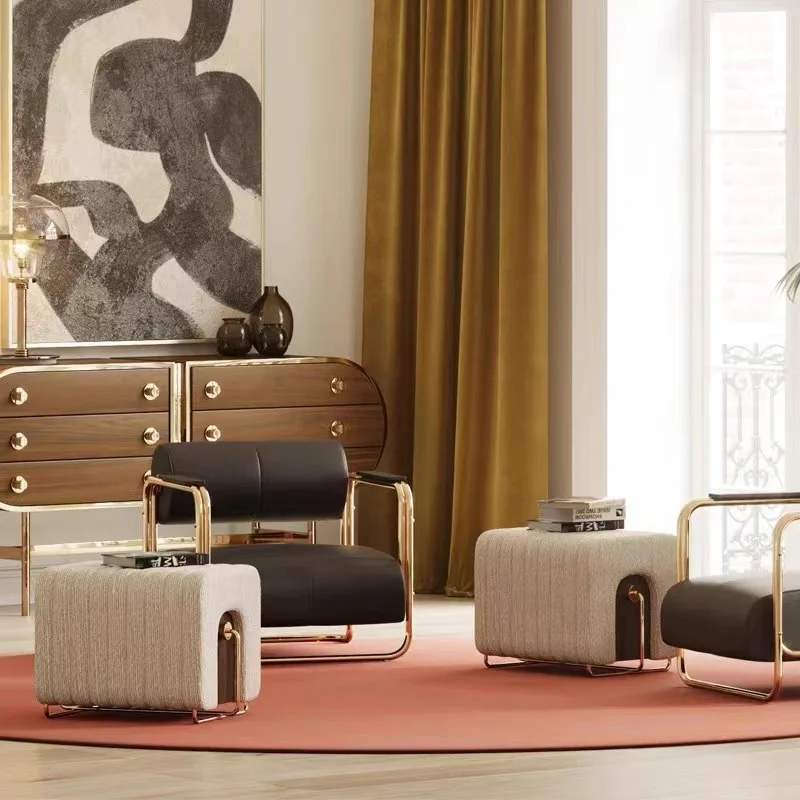 Italian light luxury bedroom bed stool shopping mall cloakroom shoe stool living room sofa stool bench