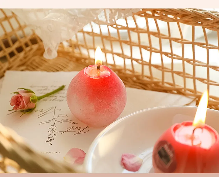 Wholesale Homemade Candle Scented Bubble Peach Fruit Food Cute Aromatherapy Small  Gift Home Decor Cube Soy Wax Candles