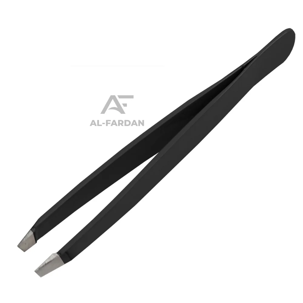 High Quality Black Brow Extension Tweezers Slanted Tip High Quality Stainless Steel Anti-Static Custom Logo Eyebrow Tweezer