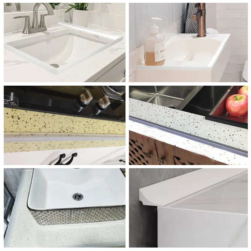Kitchen self-adhesive water barrier bar edge banding rubber countertop edging silicone countertop water stopper strip