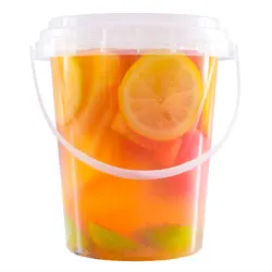32 Oz Plastic Drink Buckets Wholesale Disposable Fruits Container Clear Bucket 1000ml pp drink plastic cup with handle
