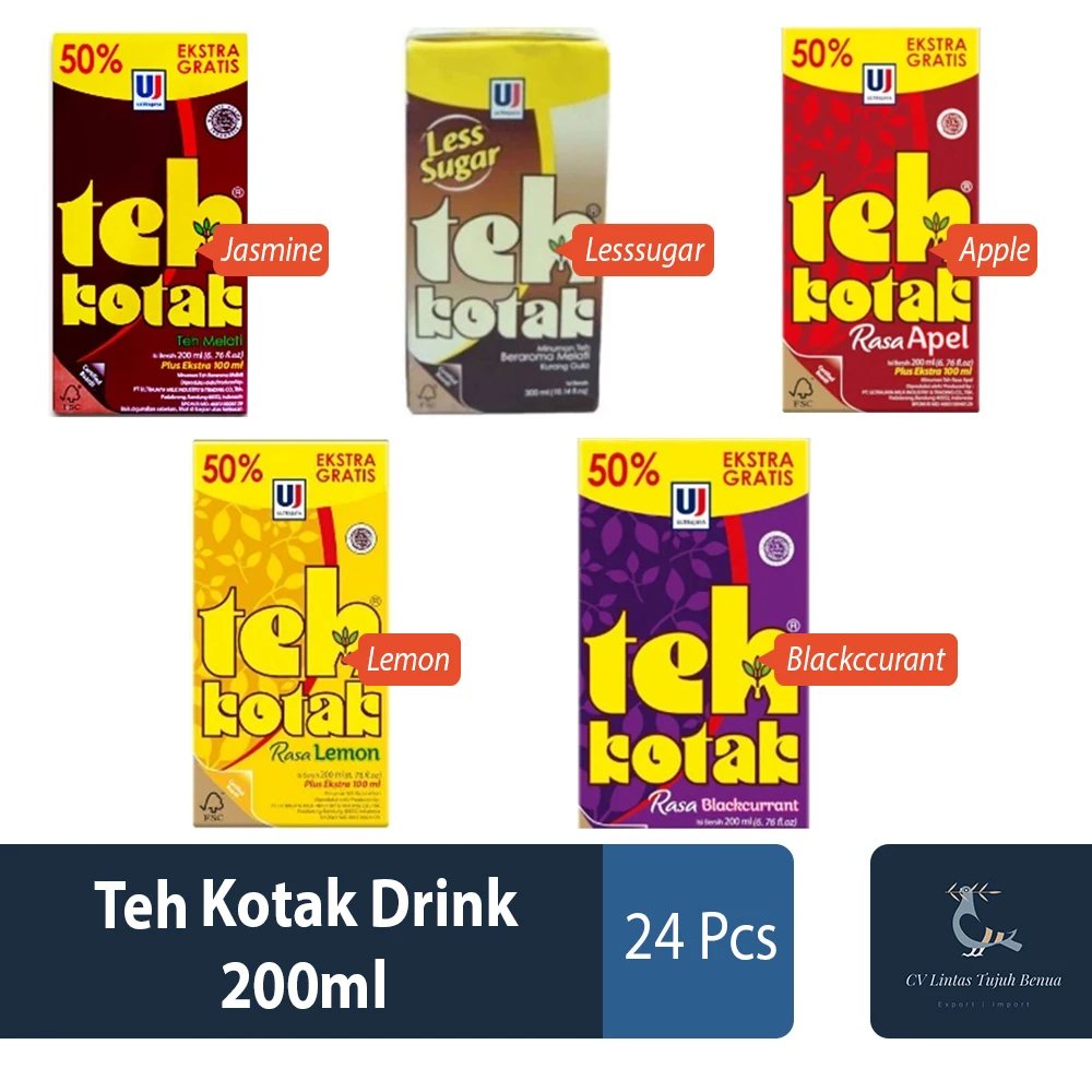 Teh Ko-tak Drink 200ml Blackcurrant Fruity Tea Variant Sweet Fresh Fruit Taste Healthy Delicious Taste Tea Drink