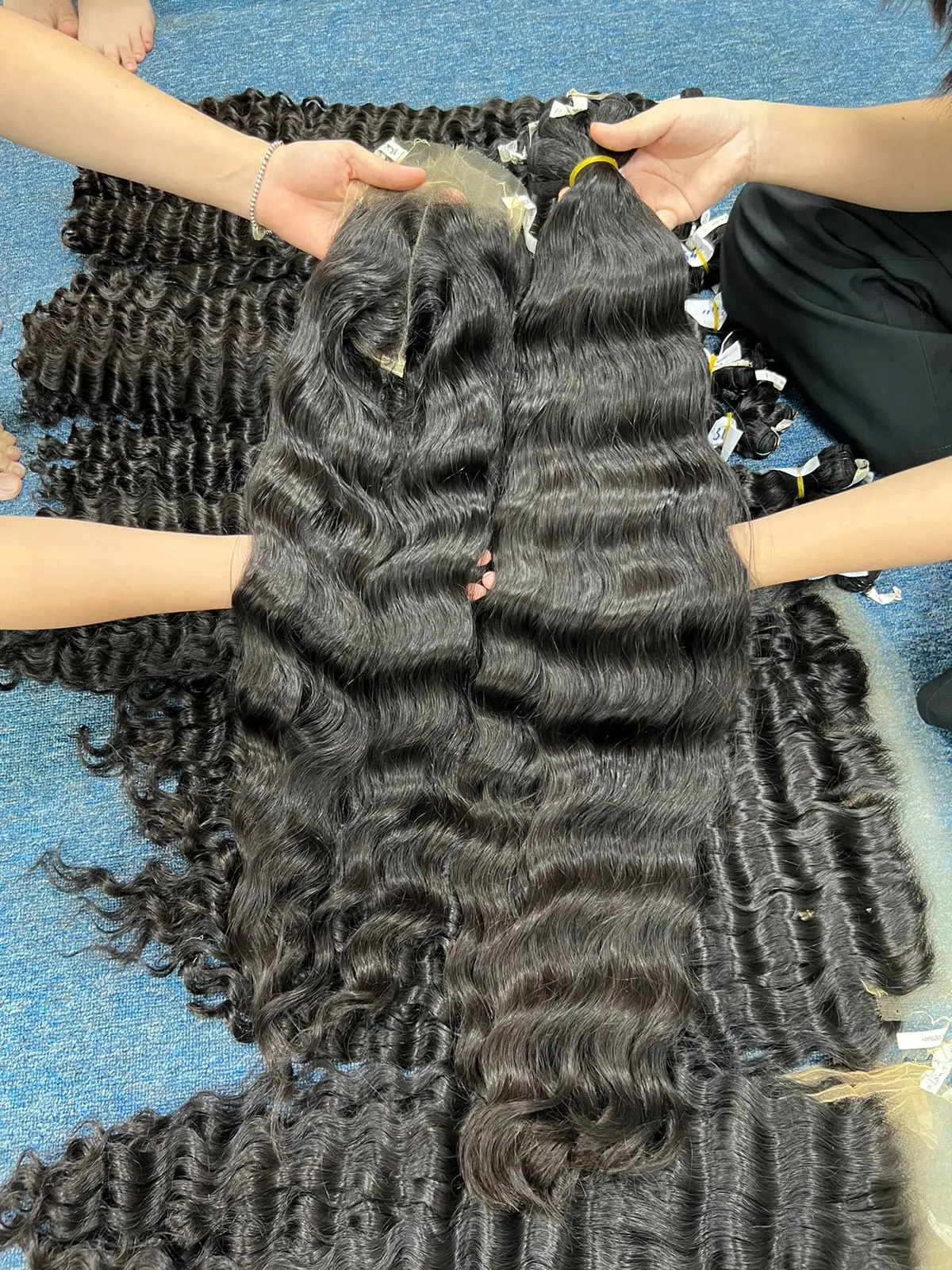 Vietnamese Human Hair From Vietnam All Textures Weft Deep Wavy Ocean Wavy Extensions Factory