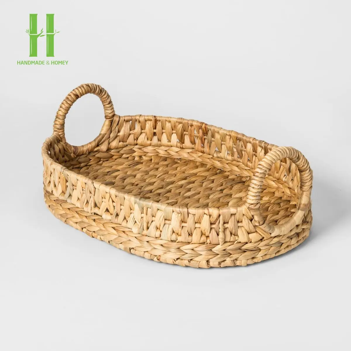 OEM Handwoven Natural Scalloped Rattan Tray Best Seller Serving Tray High Quality Rattan Charger Plates from Vietnam Factory