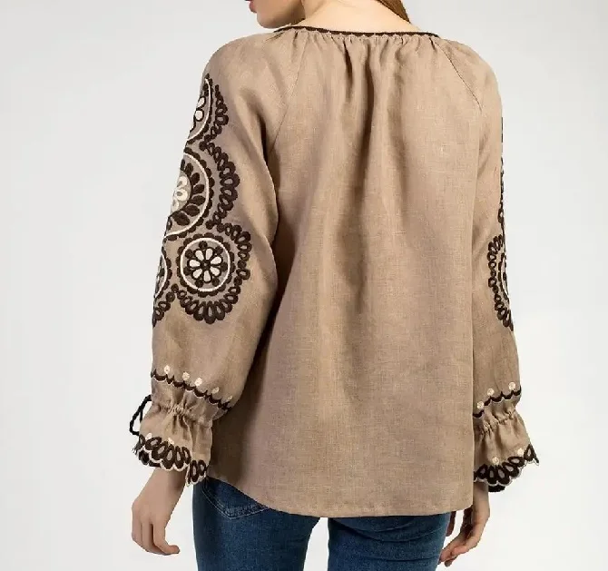 New Arrival Summer Cotton Blouse Embroidered Long Sleeves With Tassel Design Top Vintage Romanian Shirts For Summer Party Favour