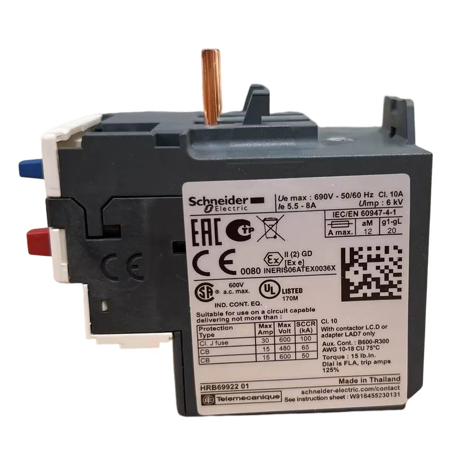 Schneider thermal overload relays 5.5...8 A class 10A LR3D12