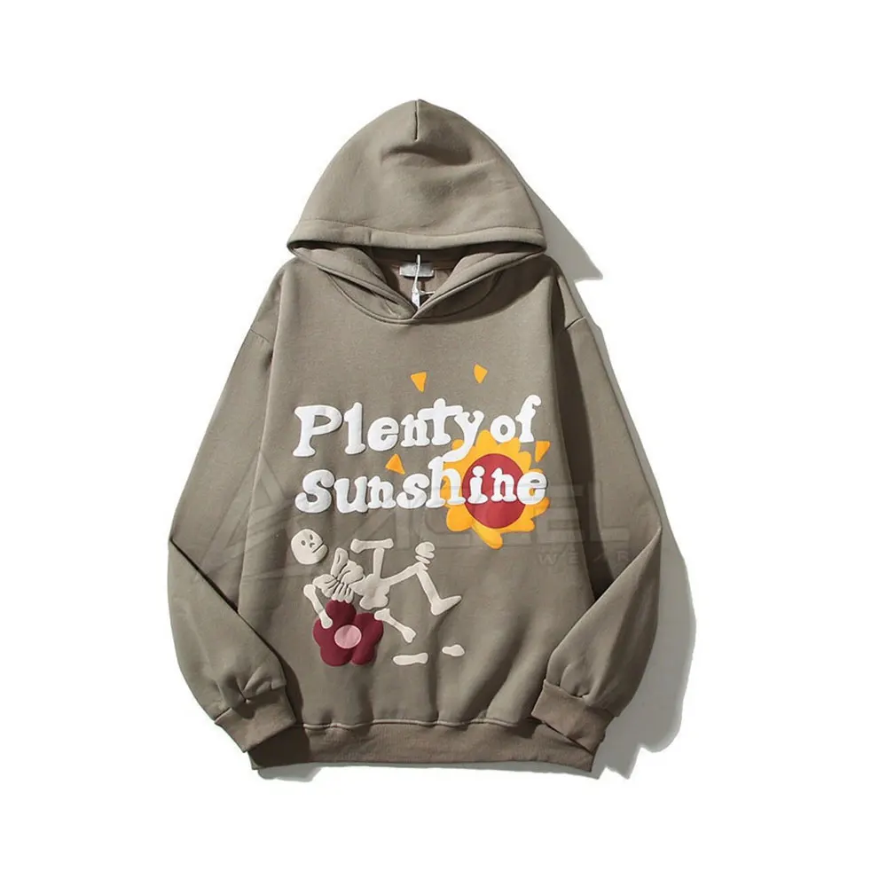 Customized Cotton Pullover Comfortable Windproof Hooded Jacket with Puff Print Solid Knitted Winter Hoodie