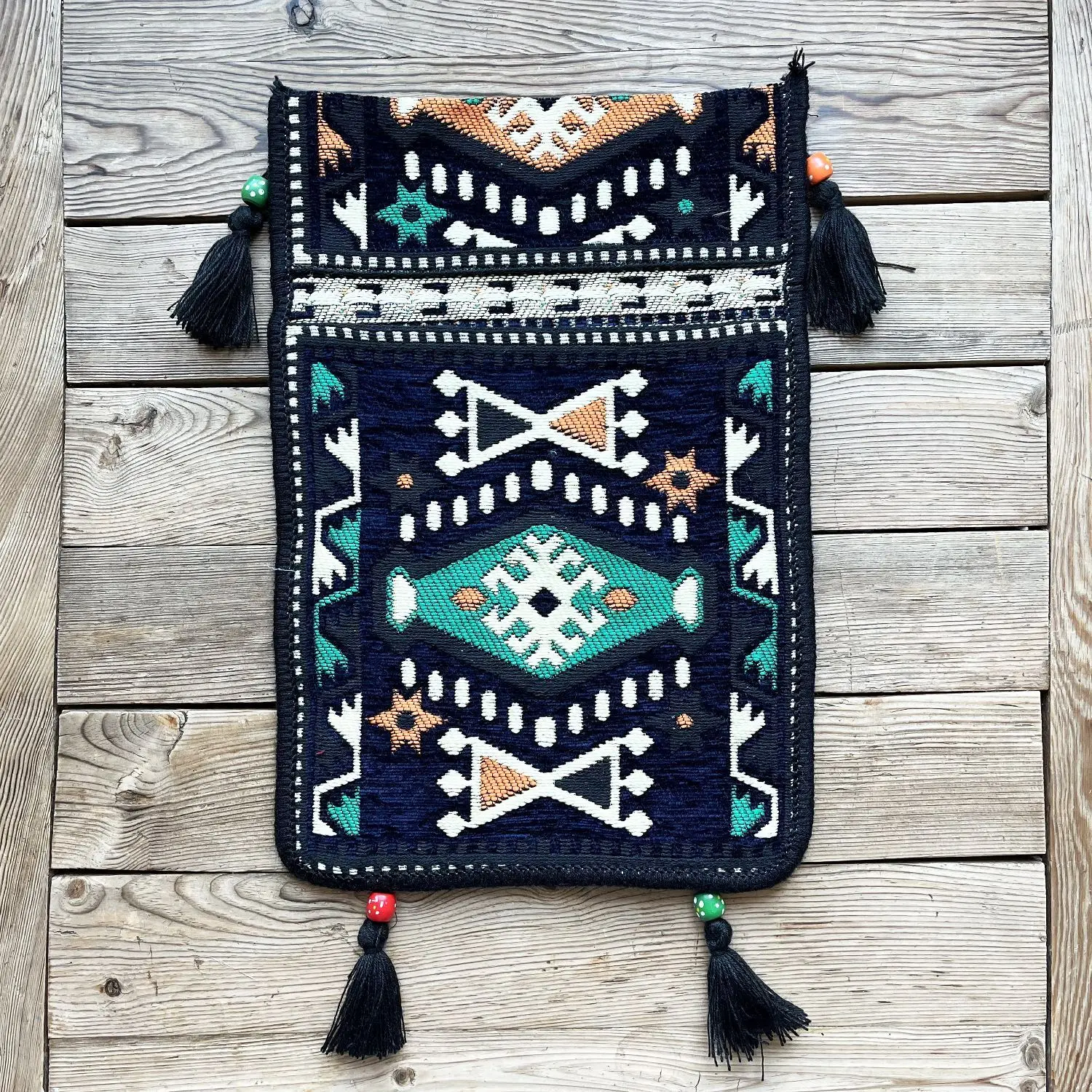 Anatolian Oriental Authentic Patterned Saddlebag  Milas Dark Blue