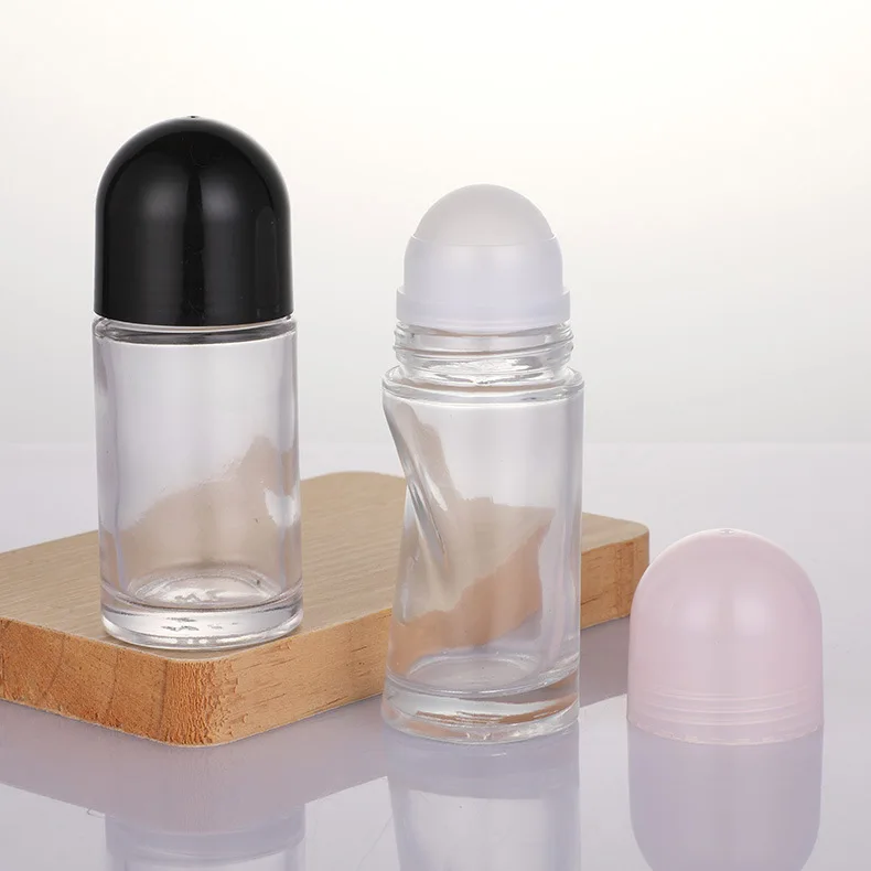 Free Sample Essential Oil Perfume Roller Ball Bottle Transparent 5ml 10ml 30ml 50ml Glass With Lid