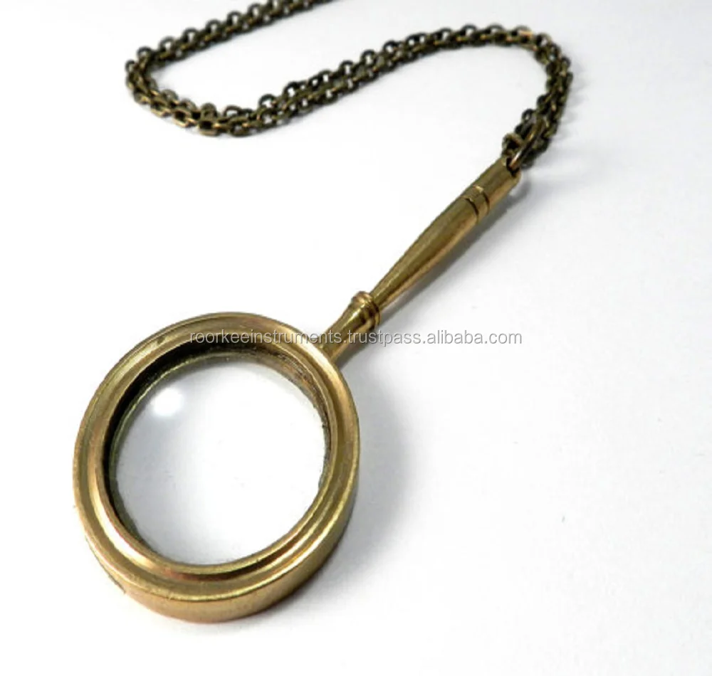 Brass Nautical Antique Vintage Magnifying Glass Mini Brass Magnifying Glass Collectible Nautical Brass Magnifier necklace