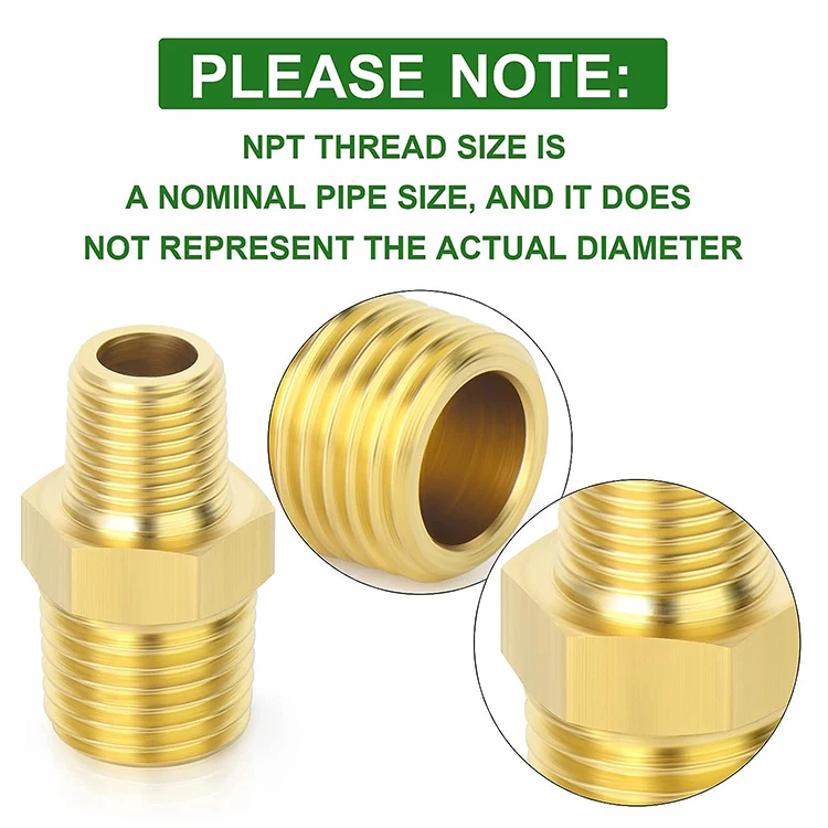 Nice Quality NPT Brass Pipe Fitting  Male Reducing Hex Nipple Adapter Connector