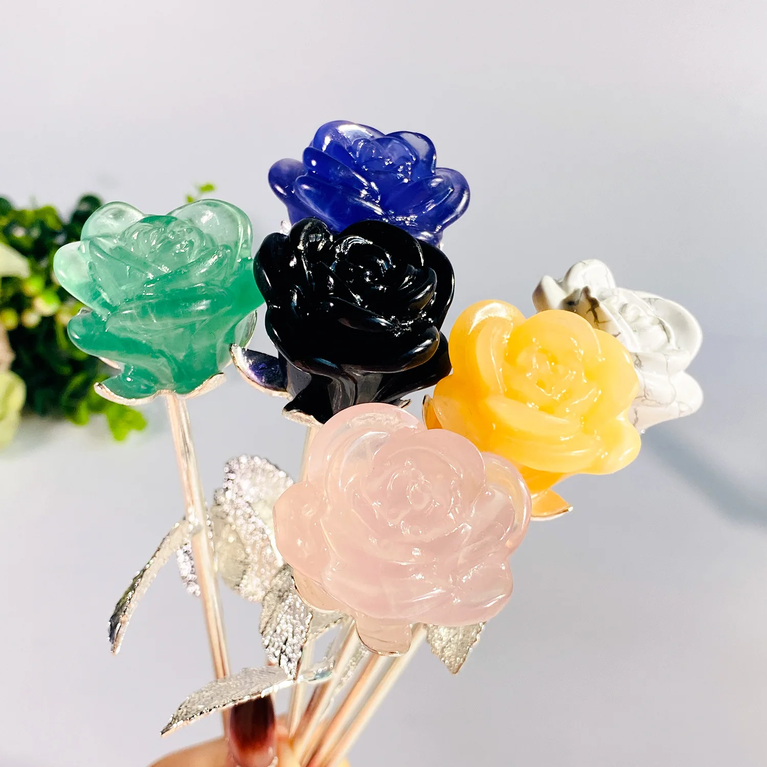 Cheap Price Wholesale Natural Healing Crystal Rose Flower Carvings Craft For Gift