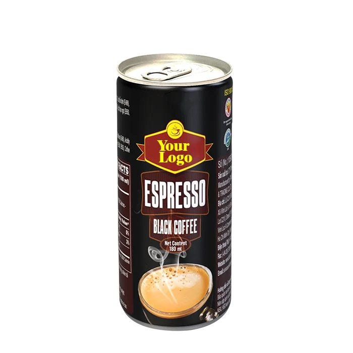 High Quality Bidrico Espresso Black Coffee Iso Haccp Neutral Coffee Can 180ml Instant Coffee From Vietnam Manufacturer Wholesale