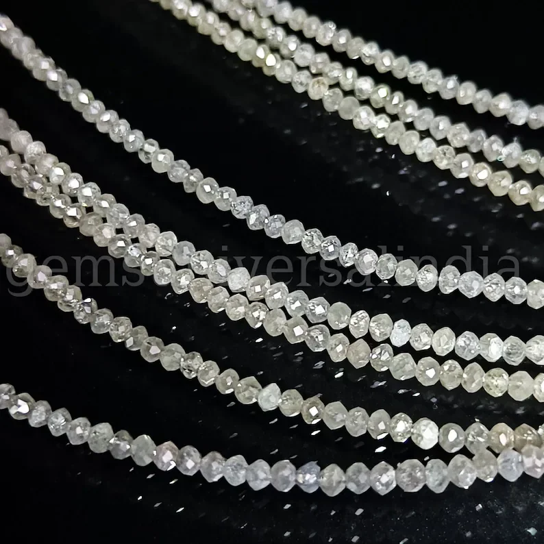 Topmost Quality Grey Diamond Faceted Rondelle Beads Diamond Beads Natural Loose Diamond Rondelle Beads Diamond Strand