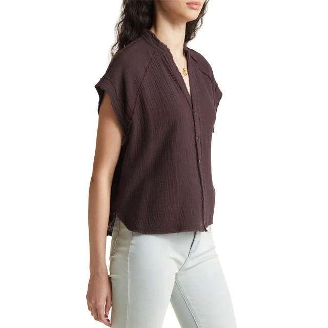 50 %Cotton 50 %Polyester Fabric Very High Quality Fancy Sexy Ribbed Top For Ladies Winter Wear Blouse