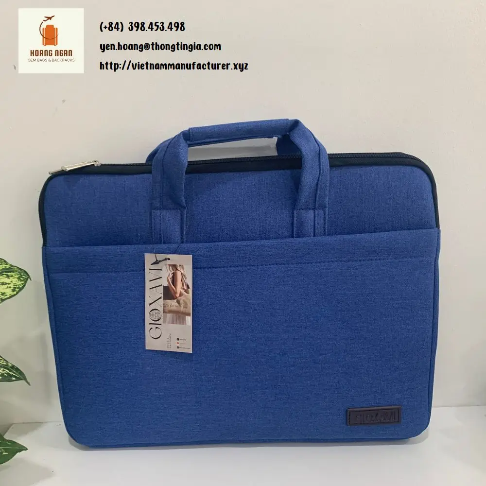 Vietnam OEM laptop bag for men with waterproof polyester handle trap and shoulder trap Thick impact resistant lining