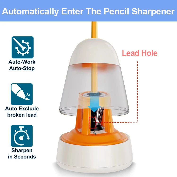 Effortless Office Classroom Kids Stationery Pencil Sharpener Electric Automatic Customized Sharpener Pencil Sharpener Electric