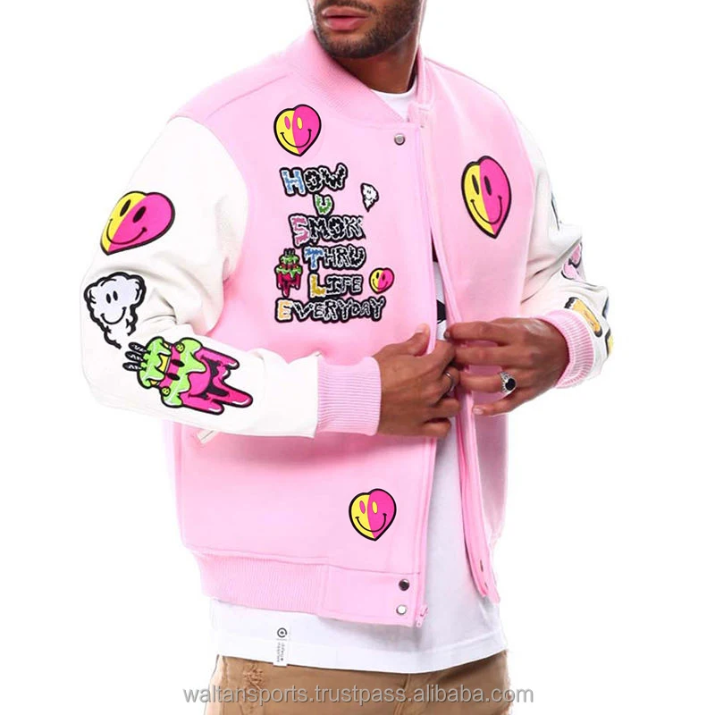 OEM Wholesale Bulk bomber letterman varsity jacket for men hot-selling chenille embroidery leather sleeves baseball Jackets